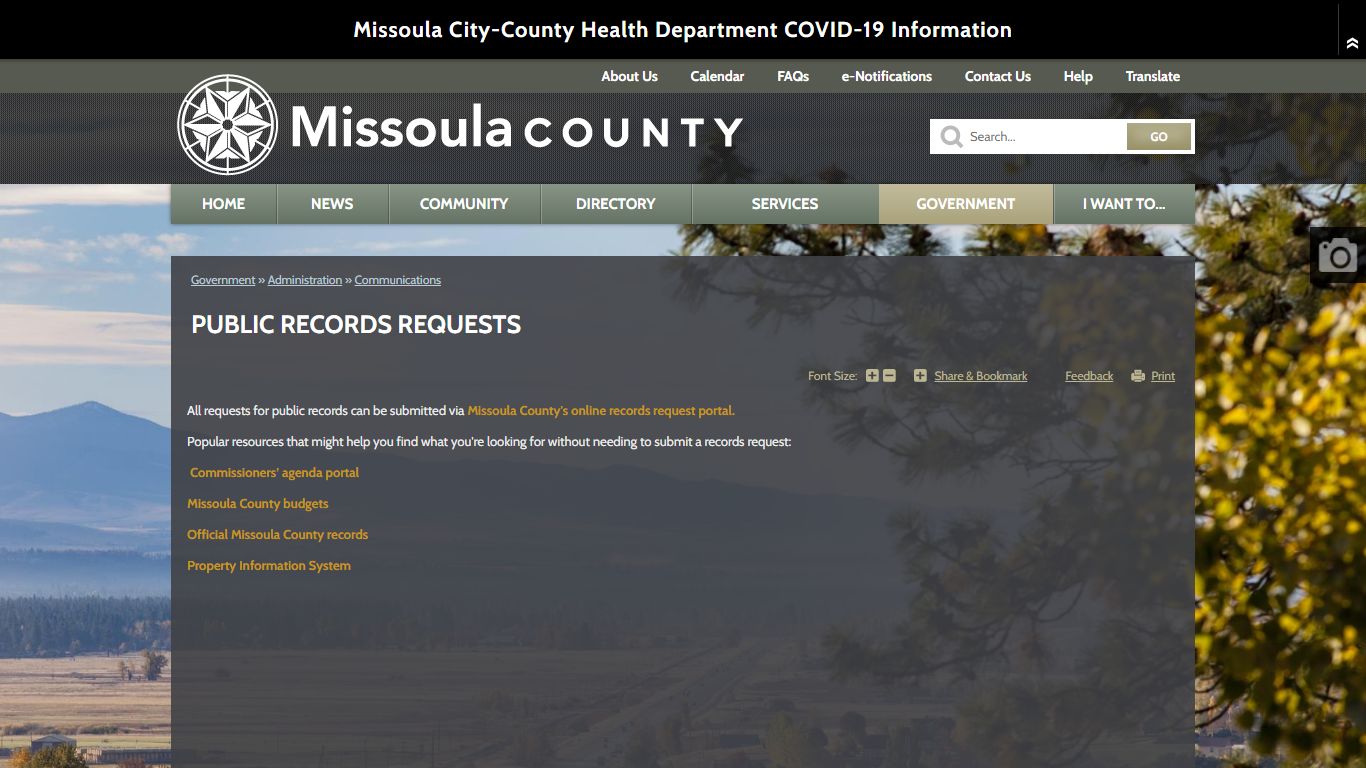 Public Records Requests | Missoula County, MT