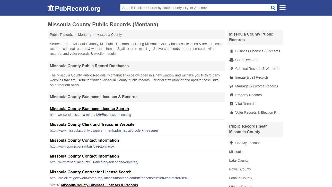 Free Missoula County Public Records (Montana Public Records)
